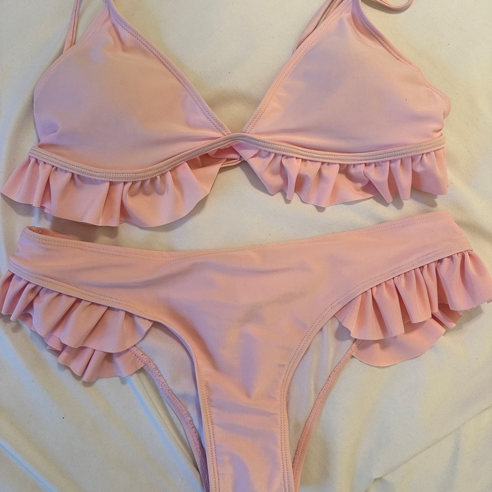 Pink Ruffled Bikini Set